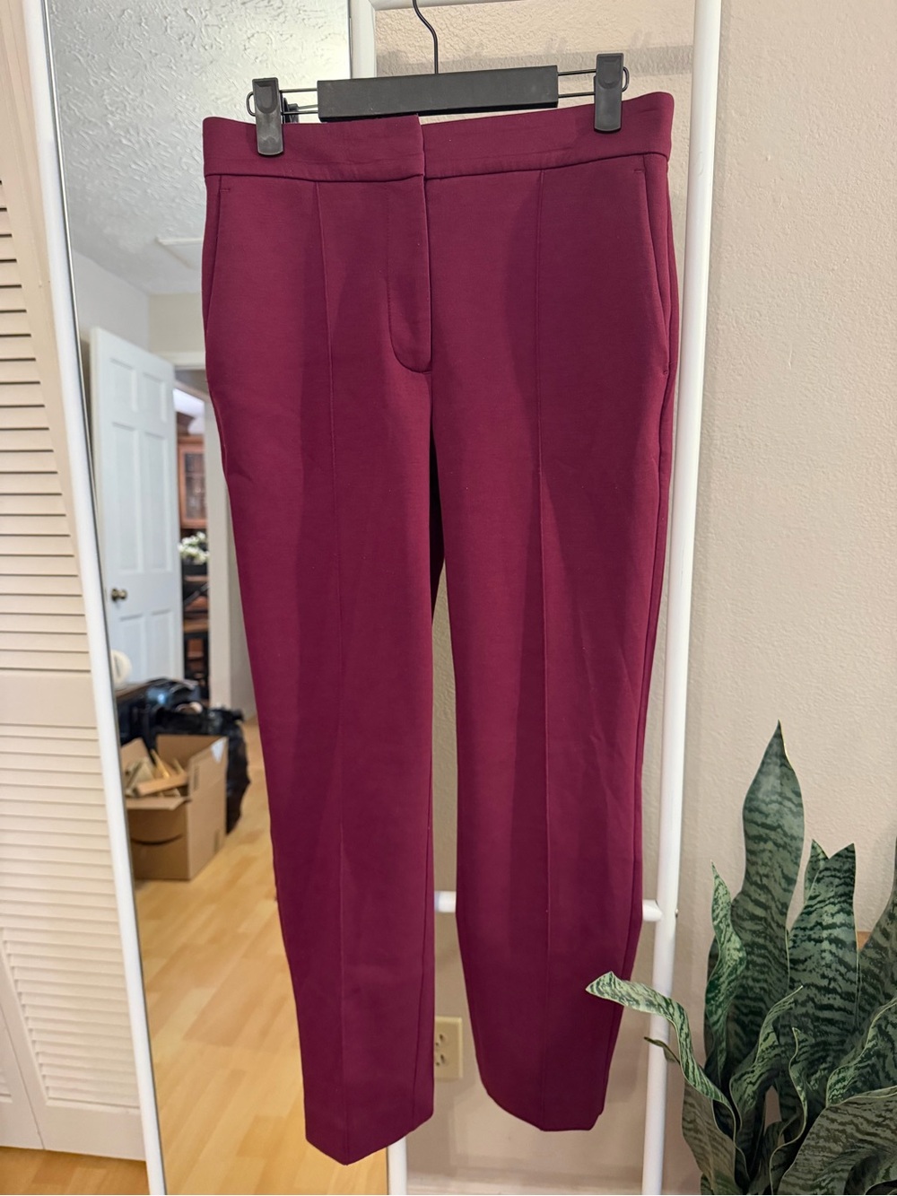 Ann Taylor Wine Ponte Tailored Trousers